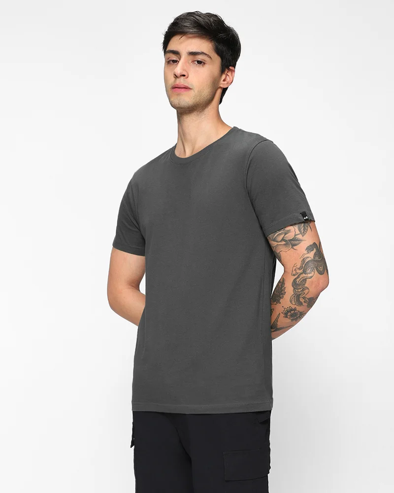 bewakoof Men's Grey T-shirt